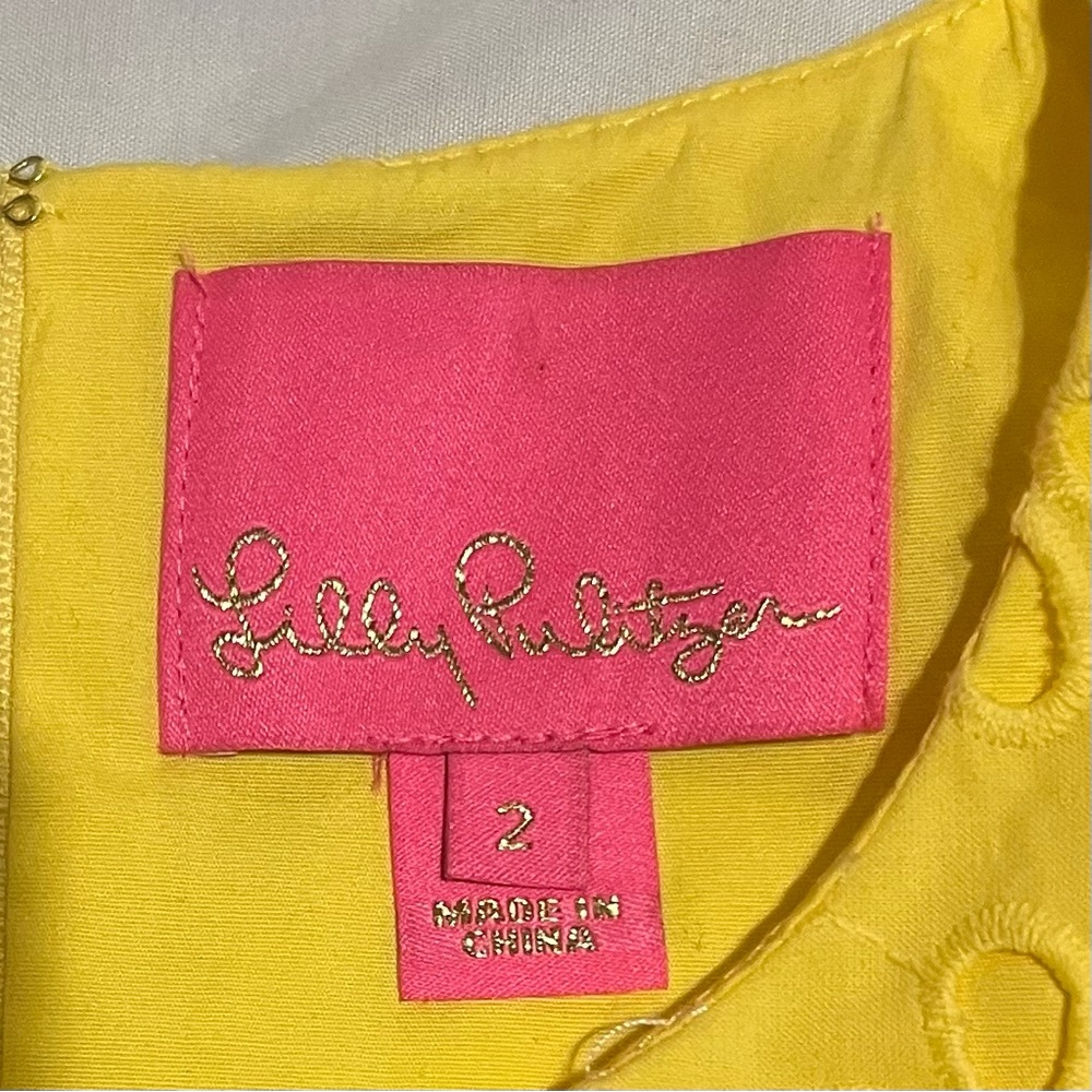 Lilly Pulitzer RAILEE Mini SHIFT DRESS St Tropez Yellow Size 2 Sleeveless Summer - Picture 4 of 15
